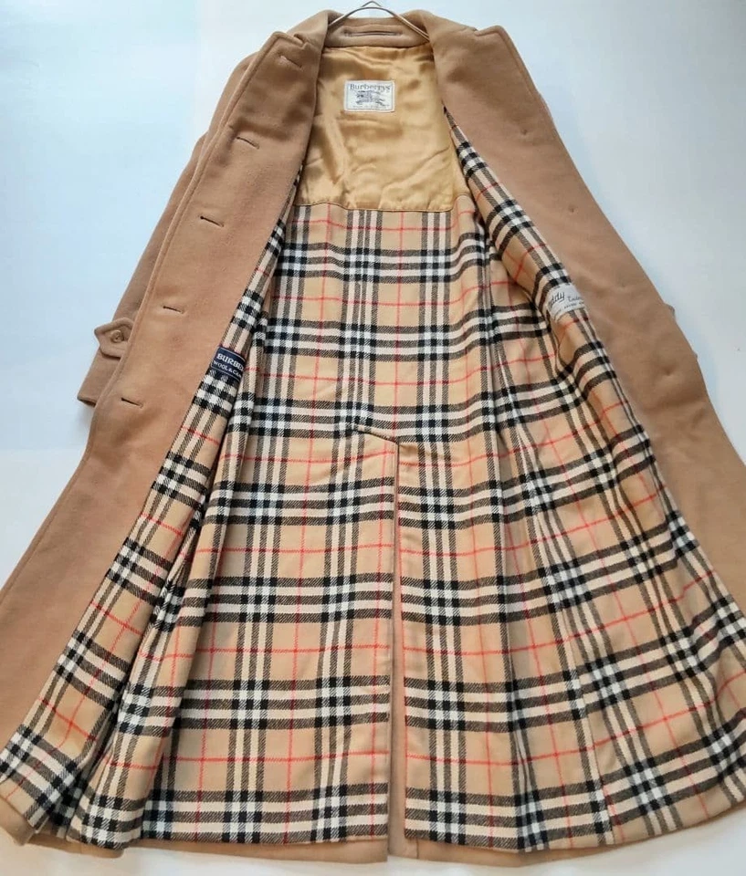 Abrigo largo de lana Burberry vintage mezcla camel, doble cara cuadros marrón talla única Foto 3 de 4