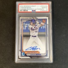 2024 BOWMAN DRAFT CHROME PROSPECT AUTO #CPACBG CARSON BENGE PSA 10