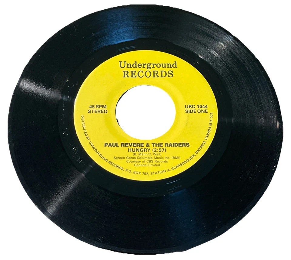PAUL REVERE RAIDERS “Hungry/ Him Or Me - What’s It Gonna Be? 1044 Records 45 RPM Foto 2 de 2