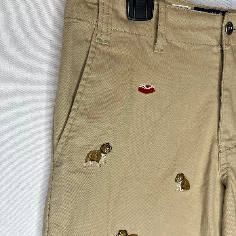 Polo Ralph Lauren Khaki Chino Shorts Boys 12 Bulldog Dog Embroidered - Image 2 of 4