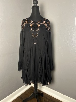 Free People Beaded Embroidered Panama Dress Size M, Boho, Fairy, Wimsy