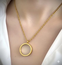 Gold Ash Hair Ashes Pendant 16” Necklace Bereavement Jewellery Glass Locket