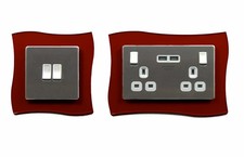Double Light Plug Socket Switch Surround Acrylic Finger Plate Wave