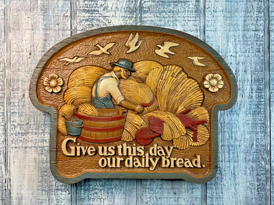 Vintage Burwood Products Co. Wall Plaque  Give Us This Day Our Daily Bread 