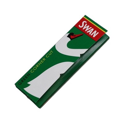 50 Heftchen SWAN Green, kurzes Zigarettenpapier mit Cut Corners, 100er