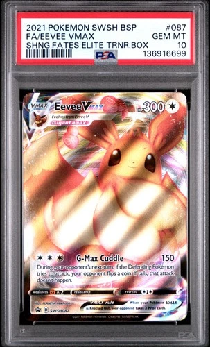 2021 POKEMON SWSH PROMO SHINING FATES ETB #087 FULL ART/EEVEE VMAX PSA 10