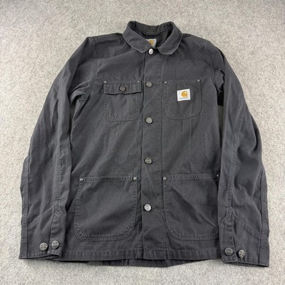 Carhartt WIP Michigan Chore Coat Mens Small Black Canvas Workwear Button Jacket