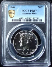 1964 Proof Kennedy Silver Half Dollar - PCGS PR67 Accented Hair - Gold Shield