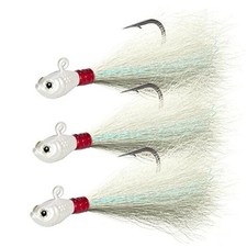 3 Pack Bucktail Jig Lure Hair Jig Saltwater 1/2 oz White (Pack of 3)