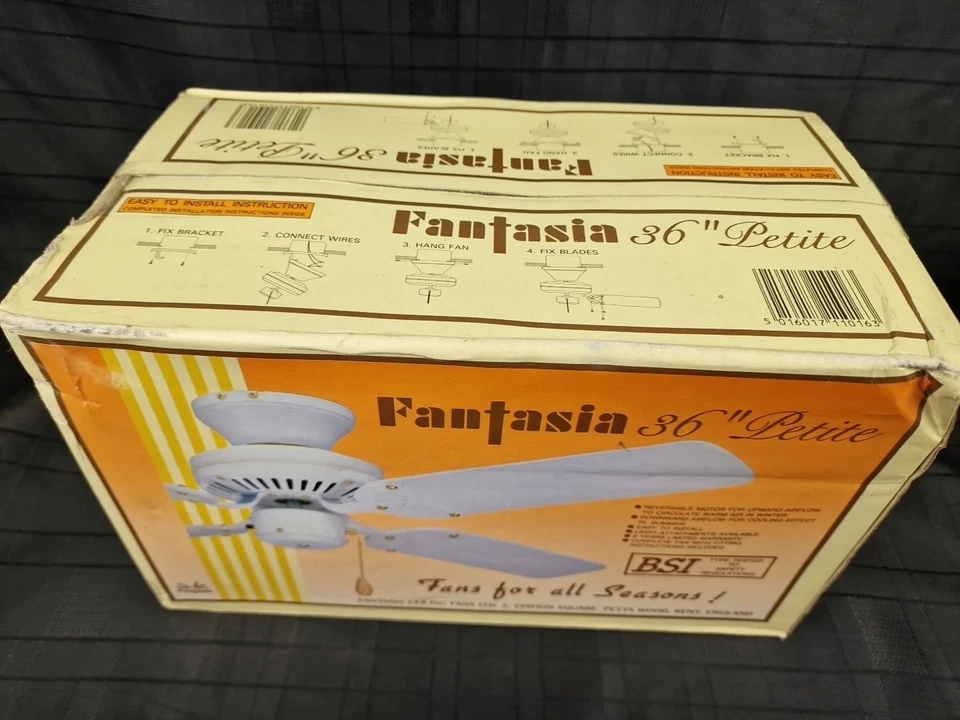 Fantasia Petite 36in Ceiling Fan White & White Blades & Brass Screws - Image 2 of 4