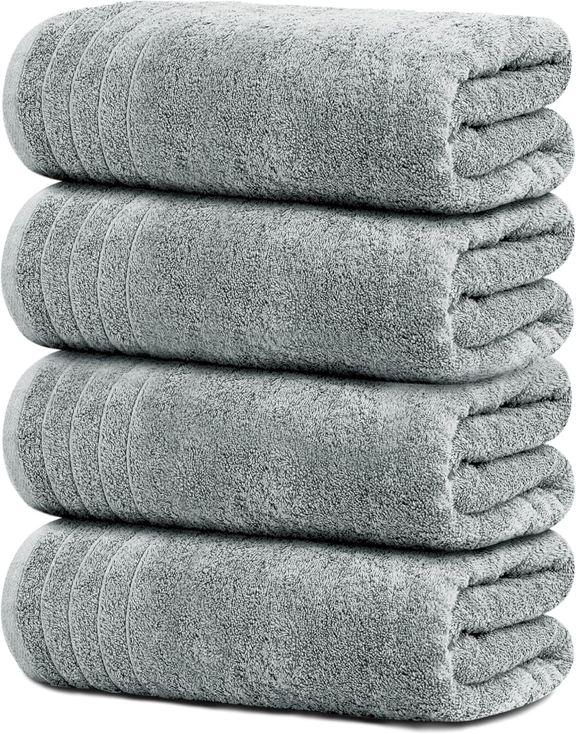 4-Piece Extra Large Bath Towel Set in Cool Grey - Soft & Absorbent