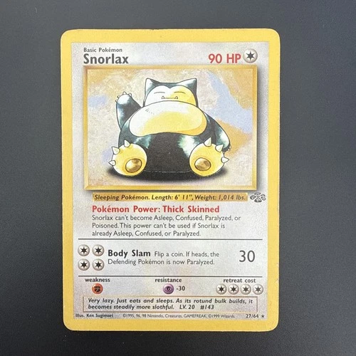 Pokémon Snorlax 27/64 Jungle Set  Rare Card Unlimited Pokemon TCG Non Holo