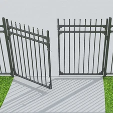 8'W x 5'H Gate Kit Black Ornamental Steel 3 Rail Pressed Top Flat Bottom by XCEL
