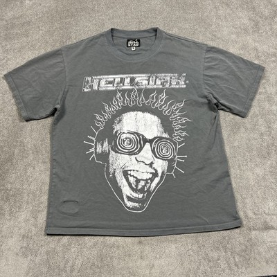Hellstar Shirt Mens Medium ''Is This What Heaven Sounds Like'' Gray Oversized Crew