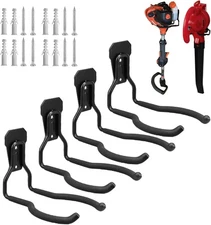 4-Pack Garden Power Tool Hangers and Garage Wall Storage Hooks (Black)