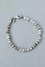 Silpada Sterling Silver Gold Filled Geometric Bead Bracelet #B1213,