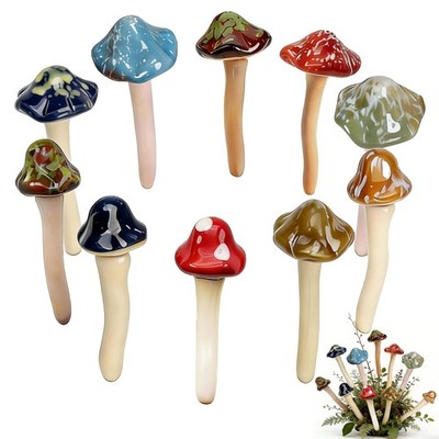 10 Pack Ceramic Garden Mushrooms, Garden Decor,Lawn Ornament Decor Mushrooms ...