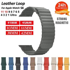Genuine Leather Loop Magnetic Watch Band For Apple Watch Series 11 10 9 8 7 6 5