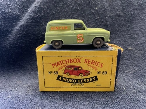 Matchbox Moko Lesney #59a Ford Thames Van Grey Plastic Wheels Original Box 1958