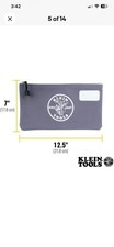 Klein Tools 55578 Zipper Bag with Divider No. 10 Canvas 7-Inch x Gray Brand New