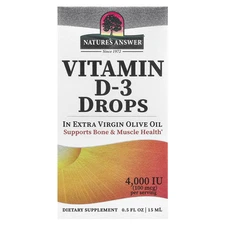 Nature s Answer Vitamin D-3 Drops 4000 IU 0 5 fl oz 15 ml Fish Free,
