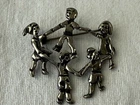 Ring Around The Rosie 925 Sterling Silver Brooch Pin Vintage nice