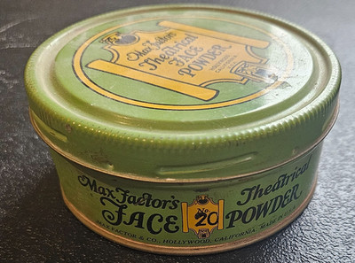 Vintage Max Factor Theatrical Face Powder No 20 Tin Hollywood CA with Pad