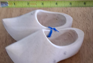 Handmade Miniature Wooden Dutch European Clogs Decorative Collectible Pair