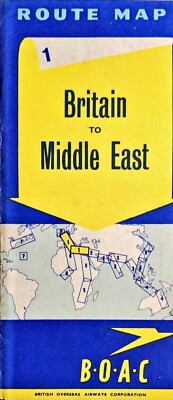 BOAC Streckenplan BRITAIN TO MIDDLE EAST British Overseas Airways Corporation