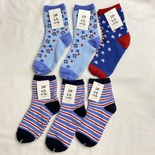 Lot of 6 Pairs Socks Kids 7-8.5 Made for Retail Target Red White Blue Patirotic