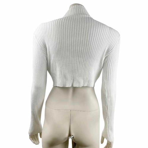 Top de cuello alto acanalado blanco grande SHEIN para mujer - Imagen 3 de 4