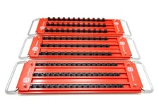 Mechanics Time Saver Lock-A-Socket Tray Set 1/4, 3/8 & 1/2" Drive w 3 Rows Each