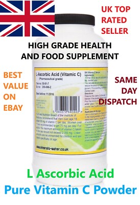 L Ascorbinsäure 100% Vitamin C Pulver Antioxidans Nahrungsergänzungsmittel KOSTENLOS PP