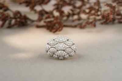 Dome Style 2.09 CT Shiny Round Cut White Sapphire 935 Silver Women's Party Ring