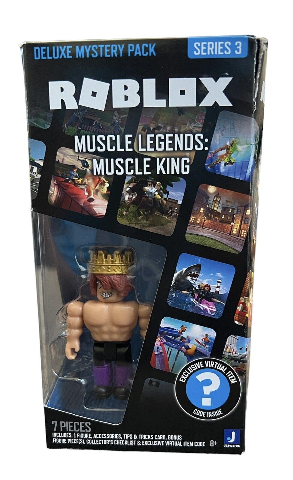 Roblox Deluxe Mystery Pack Series 3 Muscle Legends Muscle King Code Damaged  Box