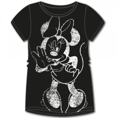 Disney Minnie Mouse Damen T-Shirt Schwarz Baumwolle S M L