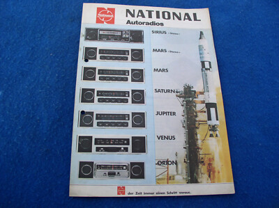 Prospekt Oldtimer Autoradio National  Saturn Jupiter Venus Mars Orion 70er jahre