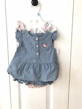 Carter's 3-piece baby girl summer set: bodysuit , top and bloomers, 6M $26 NWT