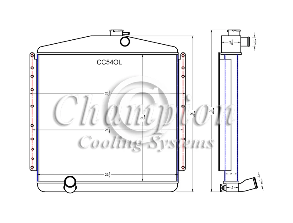 Radiador Supply Champion 3 filas todo aluminio para 1954 1955 1956 Oldsmobile 88 Foto 3 de 4