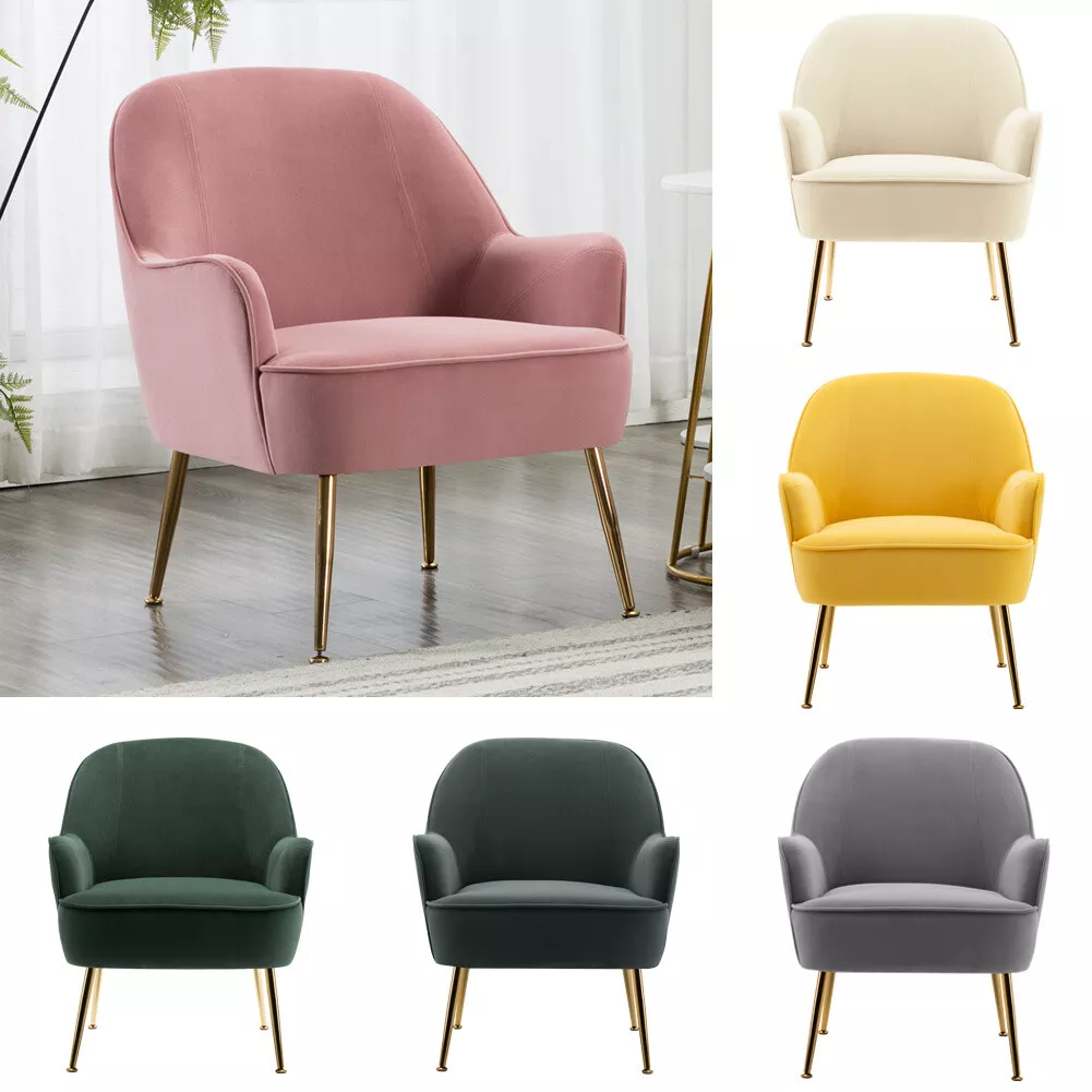 Velvet Chair Accent Tub Vanity Sofa Wing Back Armchair Bedroom Lounge Soft Seat