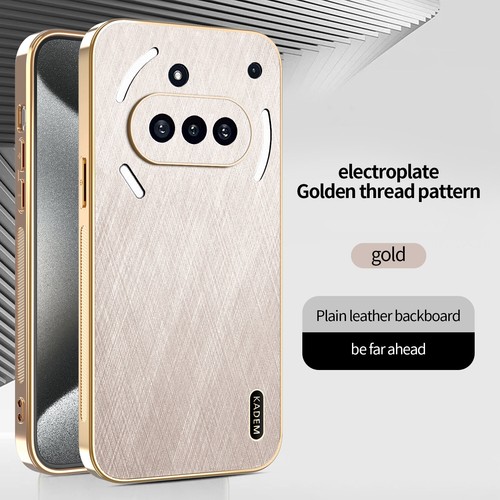 For Nothing Phone 3A Luxury Brushed Leather Electroplated Bumper Soft Cover Case - 第 14/15 張圖片