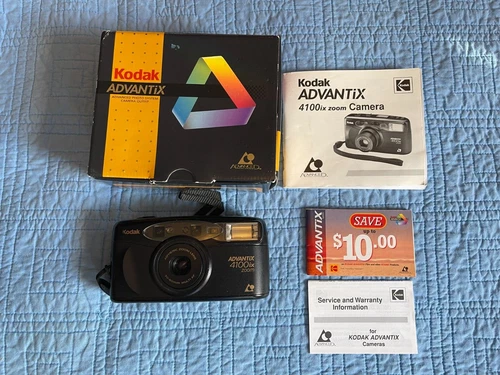 Vintage Kodak Advantix 4100ix Zoom 35mm Point & Shoot Film Camera box manual