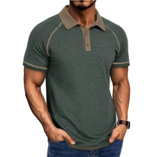 Mens Summer Solid Polo shirt Classic Breathable Leisure Mens Short Sleeve