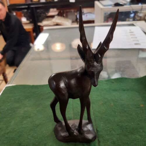 Vintage African Carved Dark Wooden Gazelle - Picture 1 of 8
