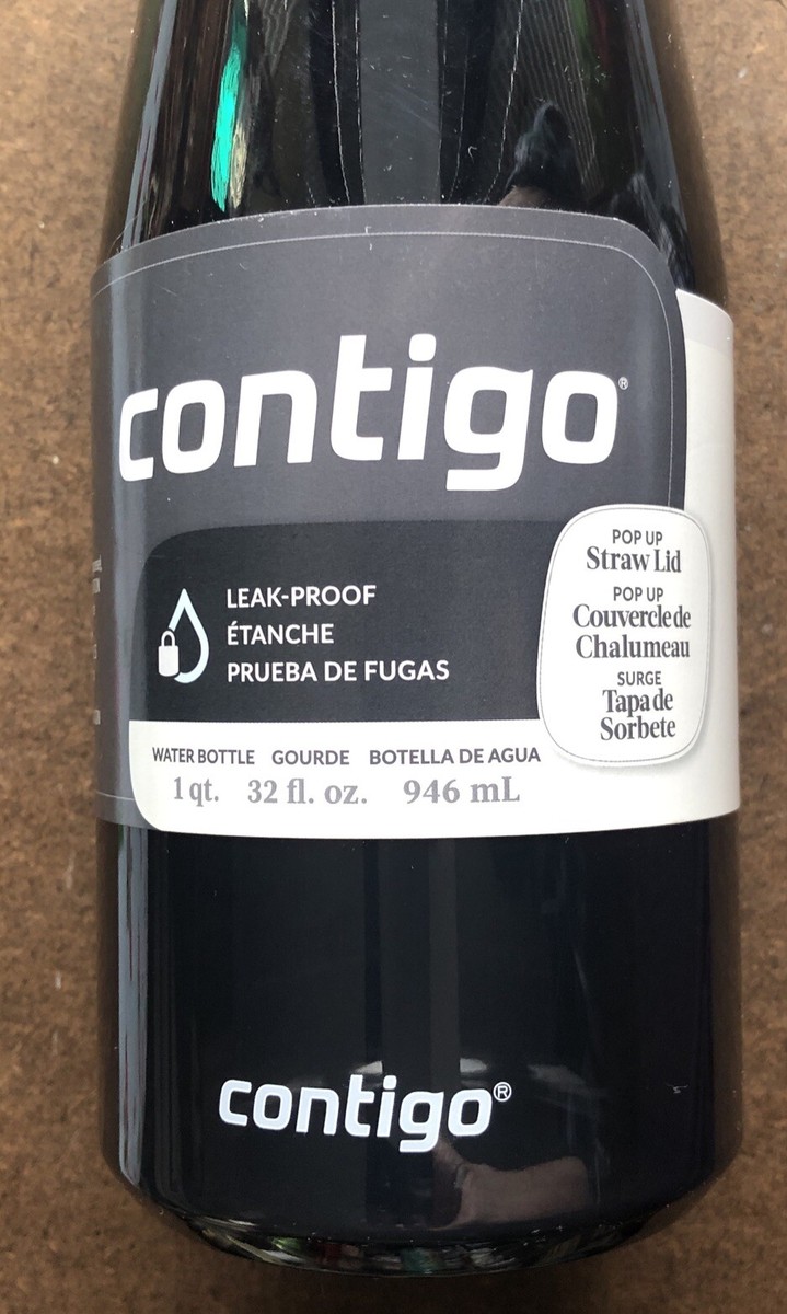 NEW Contigo 32 oz AutoSpout Straw Water Bottle Easy-Clean Lid Black & Grey  | eBay