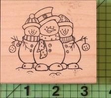 Three Snowmen G289 Wood Mounted rubber stamp by Great Impressions Holiday