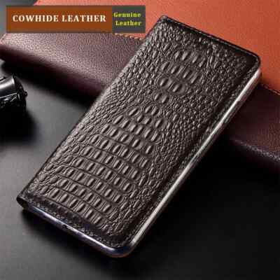 Genuine Leather Flip Case Fr Samsung Galaxy S25 S26 Ultra Crocodile Wallet Cover