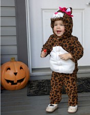 NWT GIRLS OLD NAVY LEOPARD/SPOTTED CAT/BIG CAT/TIGER COSTUME WITH PINK BOW
