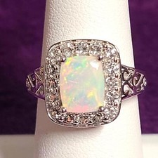 Ethiopian Opal Rhodium Over Sterling Silver Ring 2.06ctw, Size 7