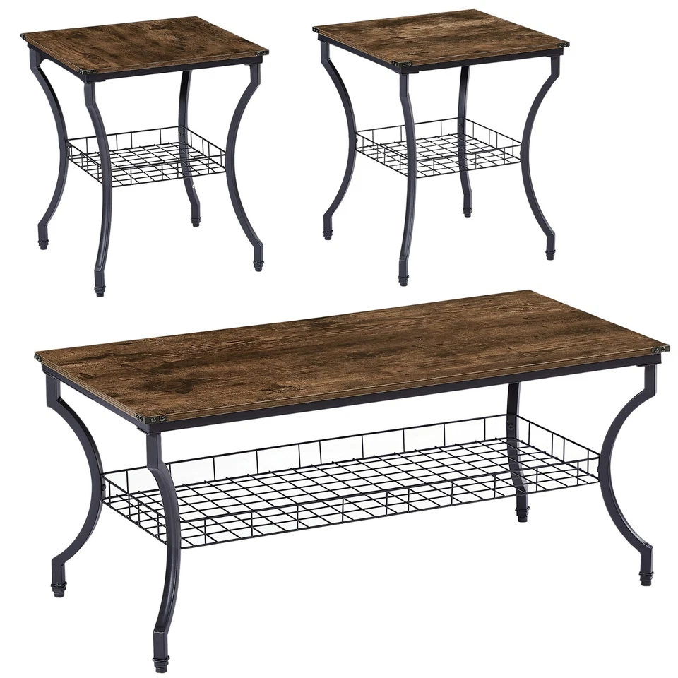 3-Piece Coffee Table with 2 Nightstand End Table And Storage Center Living Room - Image 2 of 4